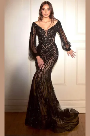 Ladivine CD864 - Crystal-Embellished Sheath Gown