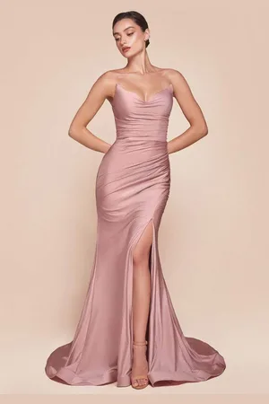 Ladivine CD791 Strapless Fitted Satin Prom Dress