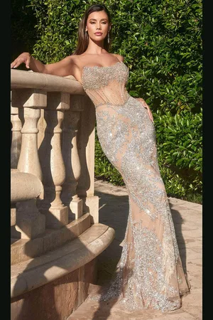 Ladivine CZ0025 - Rhinestone Embellished Sleeveless Prom Gown
