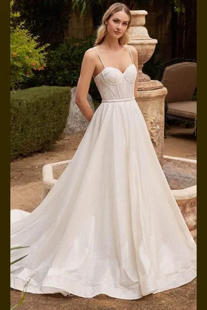 Ladivine CDS435W - Sleeveless Glitter Bodice Bridal Gown