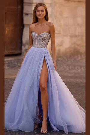 La Femme 32811 - Illusion Back Layered A-Line Prom Gown