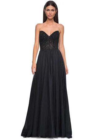 La Femme 32804 - Illusion Back Beaded Applique Prom Gown