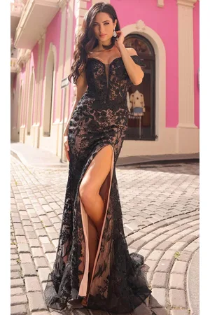 Nox Anabel C1455 - Off Shoulder Floral Prom Dress