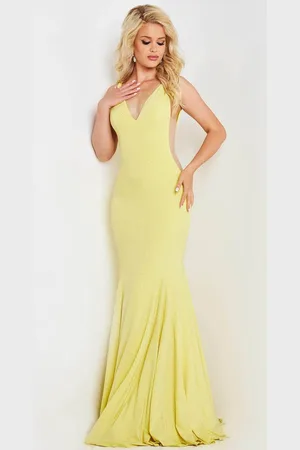 JOVANI 23701 - Plunging Jersey Prom Dress