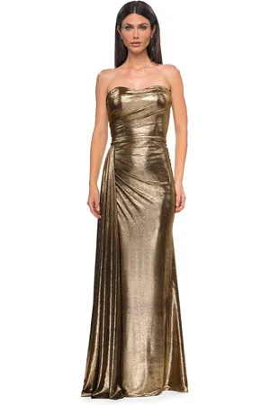 La Femme 32830 - Metallic Fitted Strapless Evening Gown