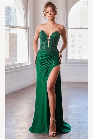 Ladivine CDS465 - Embroidered Strapless Prom Gown