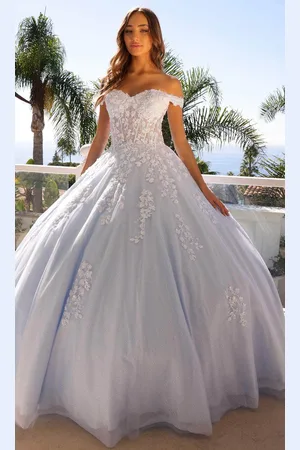 Nox Anabel H1352 - Off-Shoulder Floral Embroidered Ballgown