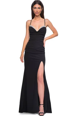 La Femme 32802 - Sophisticated Ruched Embellished Prom Gown