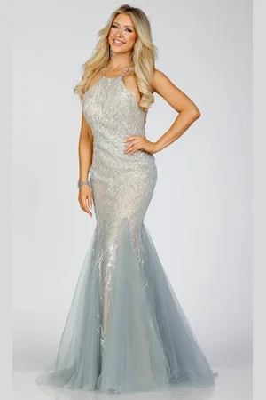 Terani Couture 231P0583 - Halter Strappy Tulle Long Gown