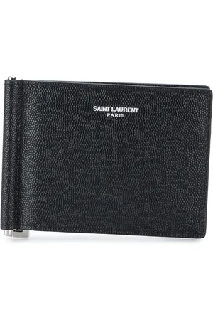 Portadoll Leather Money Clip Wallet in Black - Saint Laurent