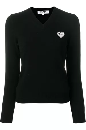 Comme des Garçons V-neck heart-logo sweater