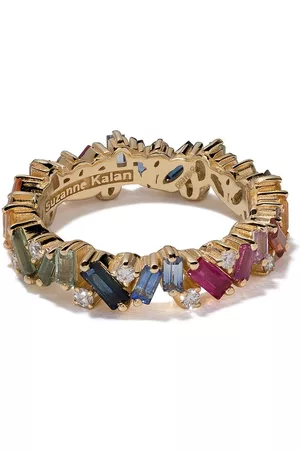 Suzanne Kalan 18kt yellow , diamond and sapphire Eternity Rainbow band