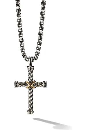 David Yurman 18kt yellow gold and sterling silver Cable Cross pendant