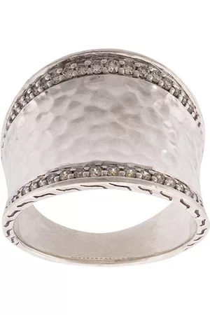 John Hardy Classic Chain hammered saddle diamond ring