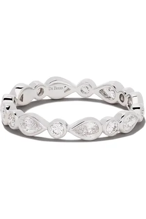 De Beers 18kt white gold Petal diamond band