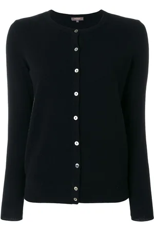 N.PEAL Round neck contrast button cardigan