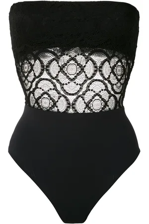AMIR SLAMA Lace panels strapless swimsuit