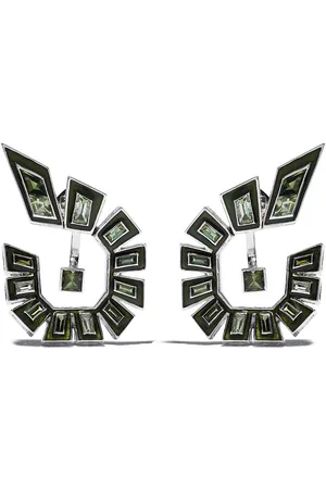 STEPHEN WEBSTER 18kt white gold Dynamite enamel and diamond hoop earrings