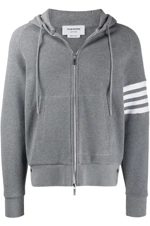 Thom Browne 4-Bar raglan-sleeve waffle stitch hoodie