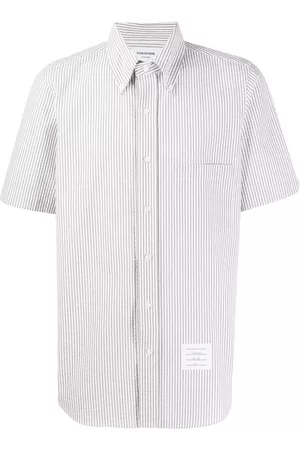 Thom Browne Striped short-sleeved seersucker shirt
