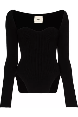Khaite Maddy ribbed sweetheart neckline top