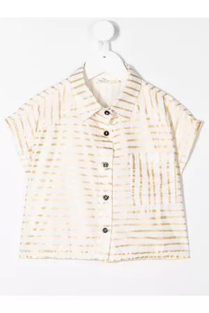 Le pandorine Striped linen cropped shirt