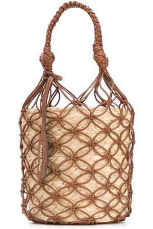 Miu Miu Netted straw bucket bag
