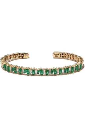 Suzanne Kalan 18kt yellow emerald and diamond cuff