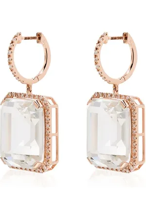 Shay 18kt rose gold Portrait white topaz earrings