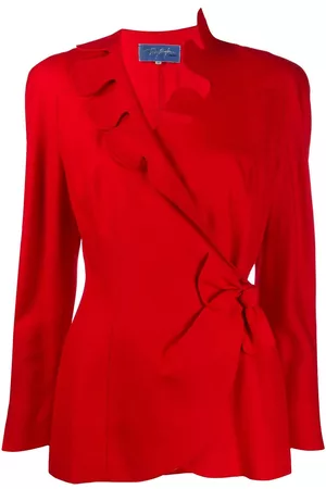 MUGLER Scalloped neck wrap jacket