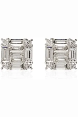 Shay 18kt white gold square diamond earrings