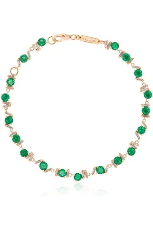 Suzanne Kalan 18kt yellow , emerald and diamond tennis bracelet