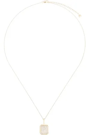 Mateo 14kt yellow crystal frame P initial diamond necklace