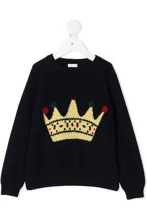Il gufo Crown print knitted jumper