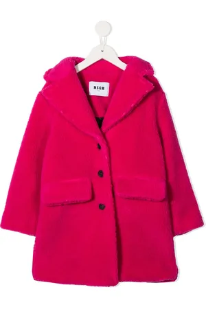 Msgm Embroidered logo faux fur coat