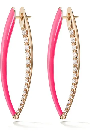 Melissa Kaye 18kt yellow gold and diamond Cristina large hoop earrings