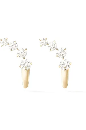 Melissa Kaye 18kt yellow Aria Dagger huggie earrings
