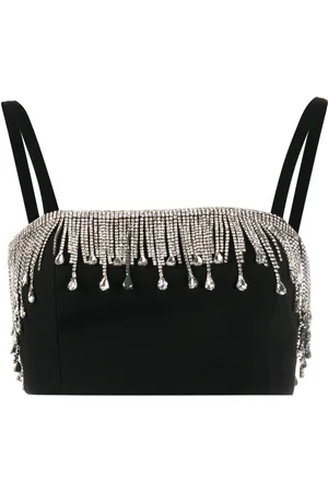 Philipp Plein Crystal fringe crop top