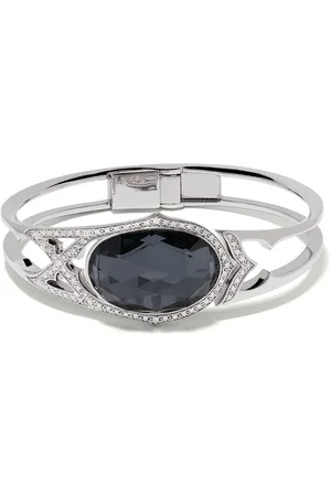 STEPHEN WEBSTER 18kt white gold Crystal Haze Love diamond, quartz and hematite bangle