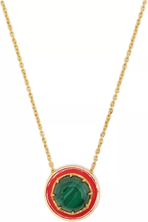 Akansha Sethi Malachite red enamel button necklace