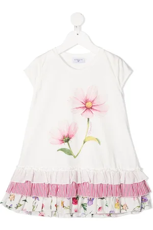 MONNALISA Floral print ruffled hem tunic top