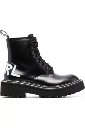 Karl Lagerfeld Troupe brush-logo combat boots