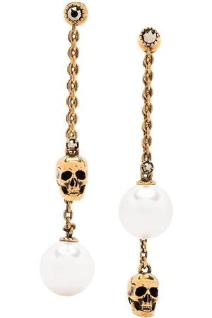 Alexander McQueen Pearl-embellished skull pendant earrings