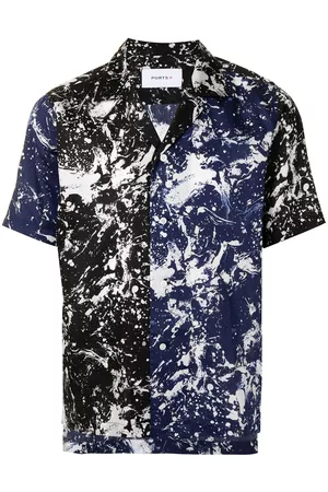 Ports V Marble-print button-down shirt