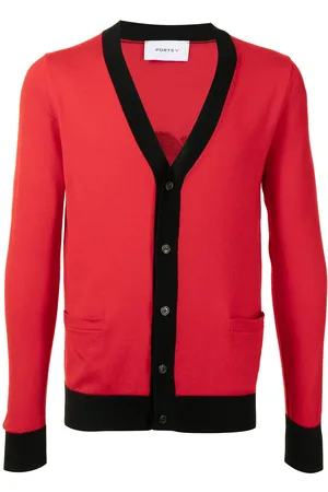 Ports V Slogan-print knitted cardigan