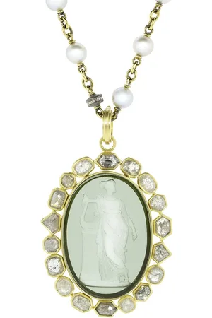 Sylva & Cie 18kt yellow diamond Venetian Glass Cameo Pendant