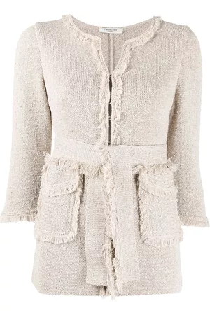 CHARLOTT Belted frayed-trimmed cardigan