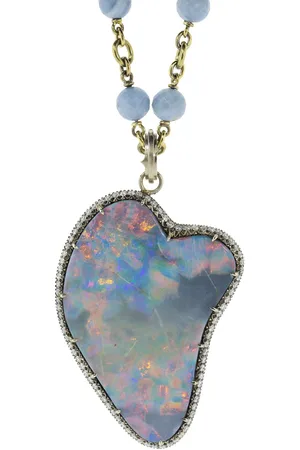 Sylva & Cie 18kt white diamond opal pendant