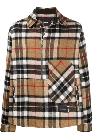 We11 Done Checked half-zip wool shirt