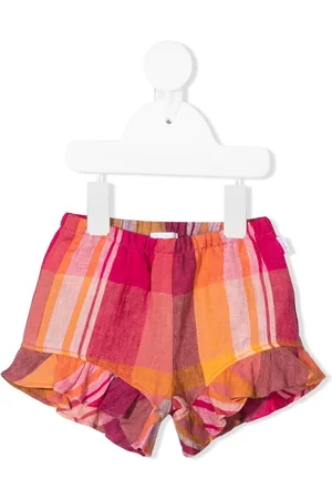 Il gufo Check ruffle-hem shorts